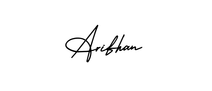 How to make Arifhan name signature. Use AmerikaSignatureDemo-Regular style for creating short signs online. This is the latest handwritten sign. Arifhan signature style 3 images and pictures png