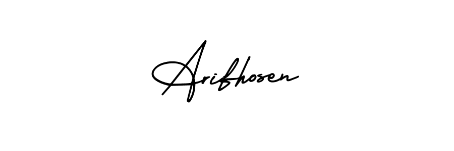 Use a signature maker to create a handwritten signature online. With this signature software, you can design (AmerikaSignatureDemo-Regular) your own signature for name Arifhosen. Arifhosen signature style 3 images and pictures png