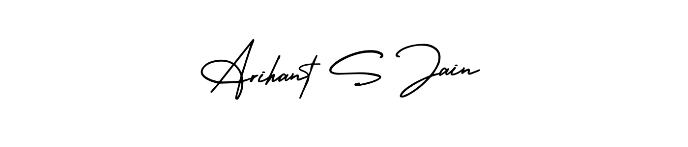 You should practise on your own different ways (AmerikaSignatureDemo-Regular) to write your name (Arihant S Jain) in signature. don't let someone else do it for you. Arihant S Jain signature style 3 images and pictures png