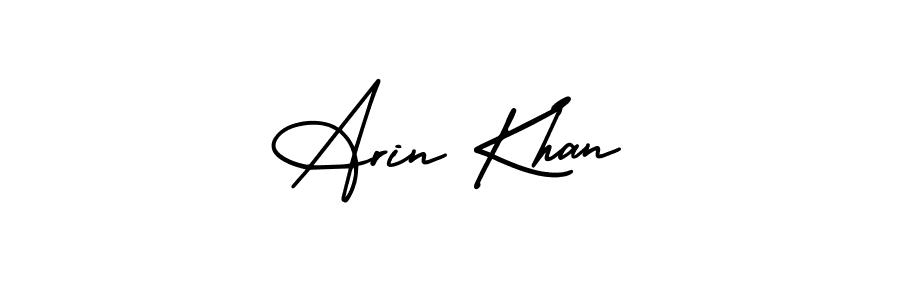 You should practise on your own different ways (AmerikaSignatureDemo-Regular) to write your name (Arin Khan) in signature. don't let someone else do it for you. Arin Khan signature style 3 images and pictures png