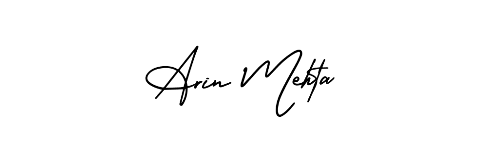 You should practise on your own different ways (AmerikaSignatureDemo-Regular) to write your name (Arin Mehta) in signature. don't let someone else do it for you. Arin Mehta signature style 3 images and pictures png