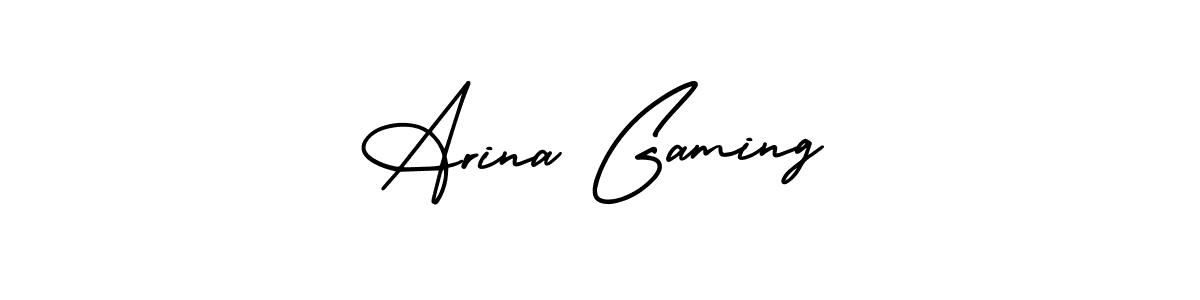 It looks lik you need a new signature style for name Arina Gaming. Design unique handwritten (AmerikaSignatureDemo-Regular) signature with our free signature maker in just a few clicks. Arina Gaming signature style 3 images and pictures png