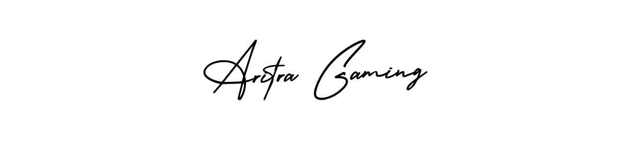 The best way (AmerikaSignatureDemo-Regular) to make a short signature is to pick only two or three words in your name. The name Aritra Gaming include a total of six letters. For converting this name. Aritra Gaming signature style 3 images and pictures png