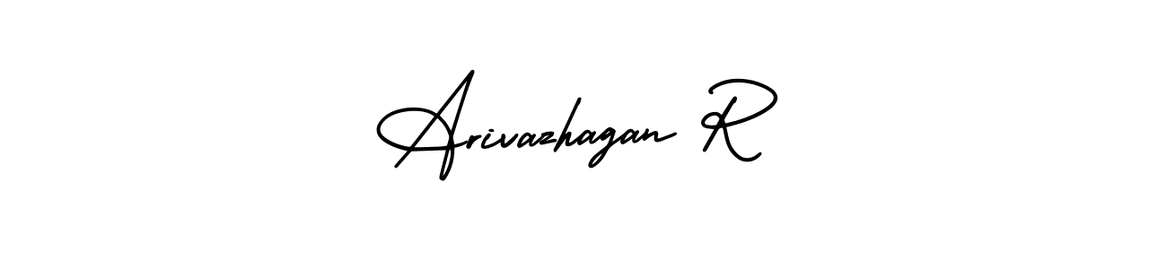 This is the best signature style for the Arivazhagan R name. Also you like these signature font (AmerikaSignatureDemo-Regular). Mix name signature. Arivazhagan R signature style 3 images and pictures png