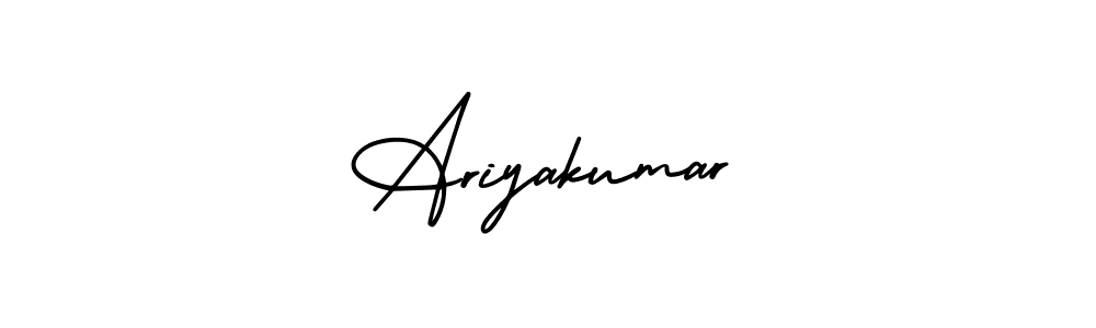 This is the best signature style for the Ariyakumar name. Also you like these signature font (AmerikaSignatureDemo-Regular). Mix name signature. Ariyakumar signature style 3 images and pictures png