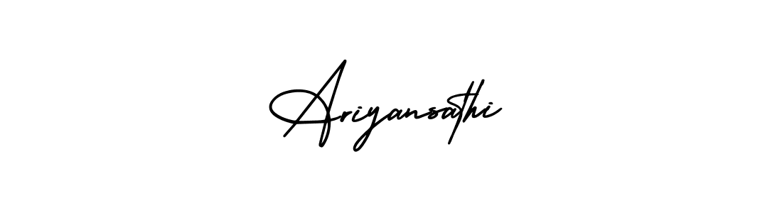 The best way (AmerikaSignatureDemo-Regular) to make a short signature is to pick only two or three words in your name. The name Ariyansathi include a total of six letters. For converting this name. Ariyansathi signature style 3 images and pictures png