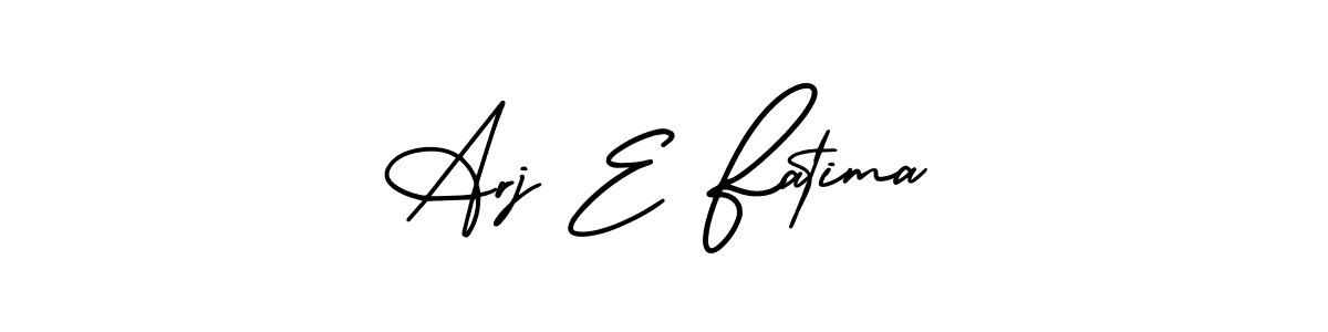 You should practise on your own different ways (AmerikaSignatureDemo-Regular) to write your name (Arj E Fatima) in signature. don't let someone else do it for you. Arj E Fatima signature style 3 images and pictures png