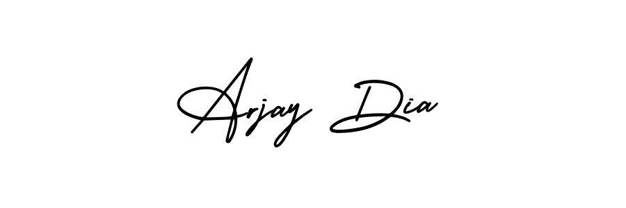 You should practise on your own different ways (AmerikaSignatureDemo-Regular) to write your name (Arjay Dia) in signature. don't let someone else do it for you. Arjay Dia signature style 3 images and pictures png