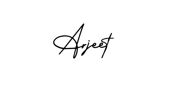 The best way (AmerikaSignatureDemo-Regular) to make a short signature is to pick only two or three words in your name. The name Arjeet include a total of six letters. For converting this name. Arjeet signature style 3 images and pictures png
