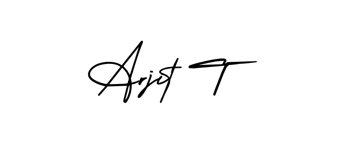 Use a signature maker to create a handwritten signature online. With this signature software, you can design (AmerikaSignatureDemo-Regular) your own signature for name Arjit T. Arjit T signature style 3 images and pictures png