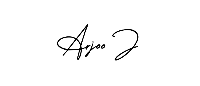 Use a signature maker to create a handwritten signature online. With this signature software, you can design (AmerikaSignatureDemo-Regular) your own signature for name Arjoo J. Arjoo J signature style 3 images and pictures png