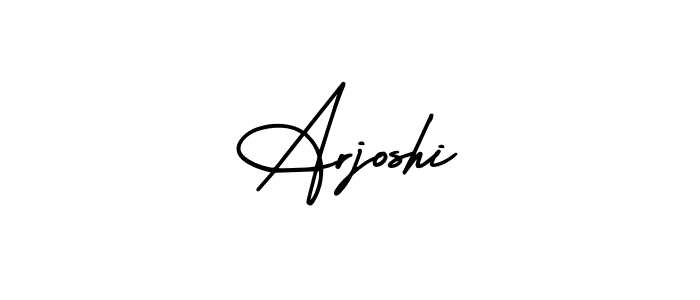 The best way (AmerikaSignatureDemo-Regular) to make a short signature is to pick only two or three words in your name. The name Arjoshi include a total of six letters. For converting this name. Arjoshi signature style 3 images and pictures png