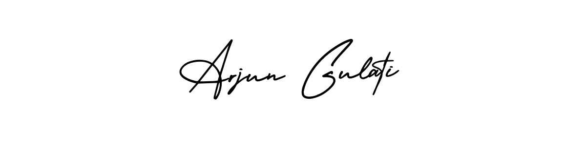 The best way (AmerikaSignatureDemo-Regular) to make a short signature is to pick only two or three words in your name. The name Arjun Gulati include a total of six letters. For converting this name. Arjun Gulati signature style 3 images and pictures png