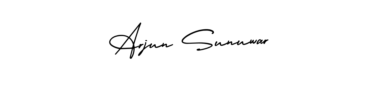 The best way (AmerikaSignatureDemo-Regular) to make a short signature is to pick only two or three words in your name. The name Arjun Sunuwar include a total of six letters. For converting this name. Arjun Sunuwar signature style 3 images and pictures png