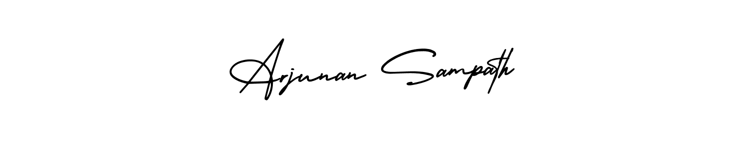 The best way (AmerikaSignatureDemo-Regular) to make a short signature is to pick only two or three words in your name. The name Arjunan Sampath include a total of six letters. For converting this name. Arjunan Sampath signature style 3 images and pictures png