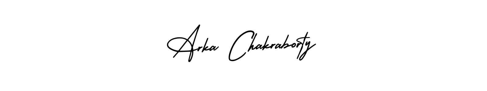 The best way (AmerikaSignatureDemo-Regular) to make a short signature is to pick only two or three words in your name. The name Arka Chakraborty include a total of six letters. For converting this name. Arka Chakraborty signature style 3 images and pictures png