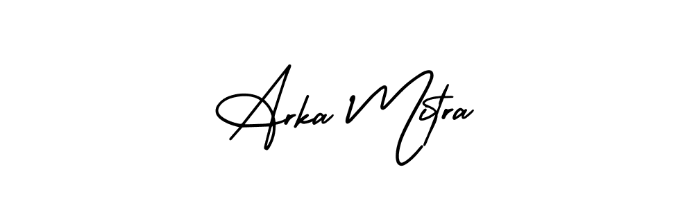 You should practise on your own different ways (AmerikaSignatureDemo-Regular) to write your name (Arka Mitra) in signature. don't let someone else do it for you. Arka Mitra signature style 3 images and pictures png