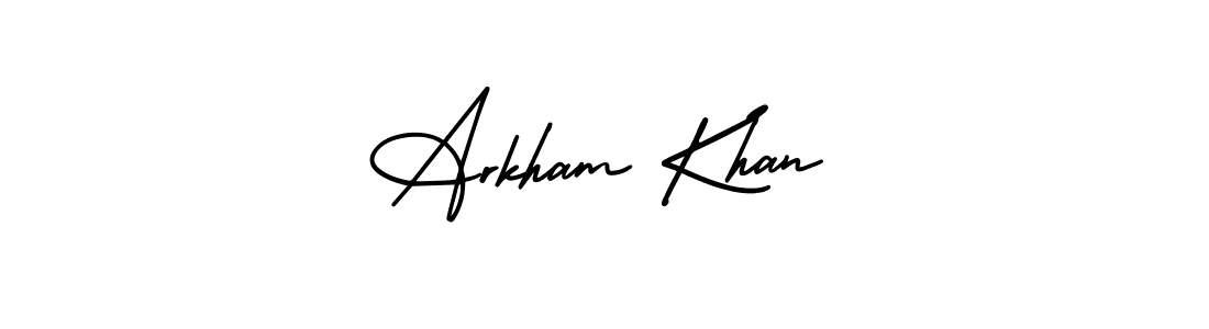 This is the best signature style for the Arkham Khan name. Also you like these signature font (AmerikaSignatureDemo-Regular). Mix name signature. Arkham Khan signature style 3 images and pictures png