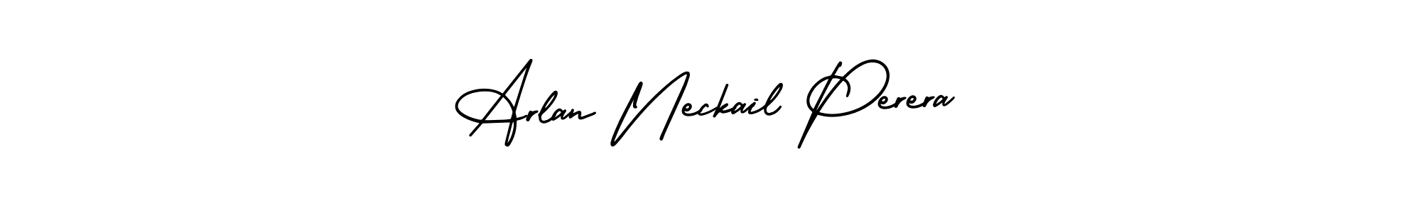 It looks lik you need a new signature style for name Arlan Neckail Perera. Design unique handwritten (AmerikaSignatureDemo-Regular) signature with our free signature maker in just a few clicks. Arlan Neckail Perera signature style 3 images and pictures png