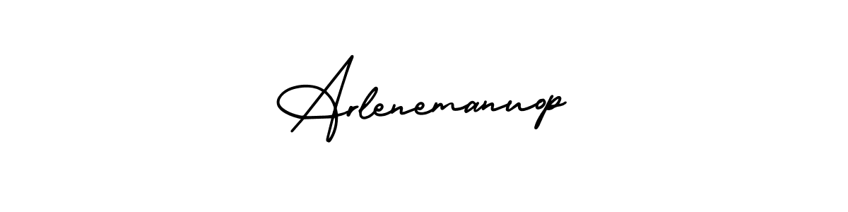 How to make Arlenemanuop name signature. Use AmerikaSignatureDemo-Regular style for creating short signs online. This is the latest handwritten sign. Arlenemanuop signature style 3 images and pictures png