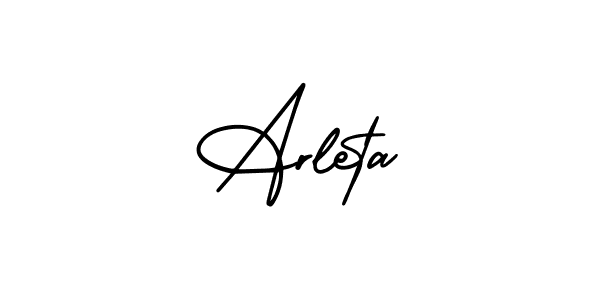 The best way (AmerikaSignatureDemo-Regular) to make a short signature is to pick only two or three words in your name. The name Arleta include a total of six letters. For converting this name. Arleta signature style 3 images and pictures png
