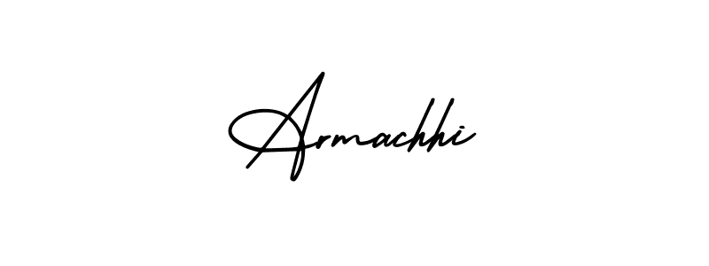 You should practise on your own different ways (AmerikaSignatureDemo-Regular) to write your name (Armachhi) in signature. don't let someone else do it for you. Armachhi signature style 3 images and pictures png