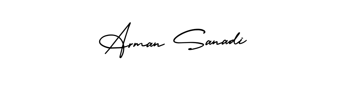 The best way (AmerikaSignatureDemo-Regular) to make a short signature is to pick only two or three words in your name. The name Arman Sanadi include a total of six letters. For converting this name. Arman Sanadi signature style 3 images and pictures png