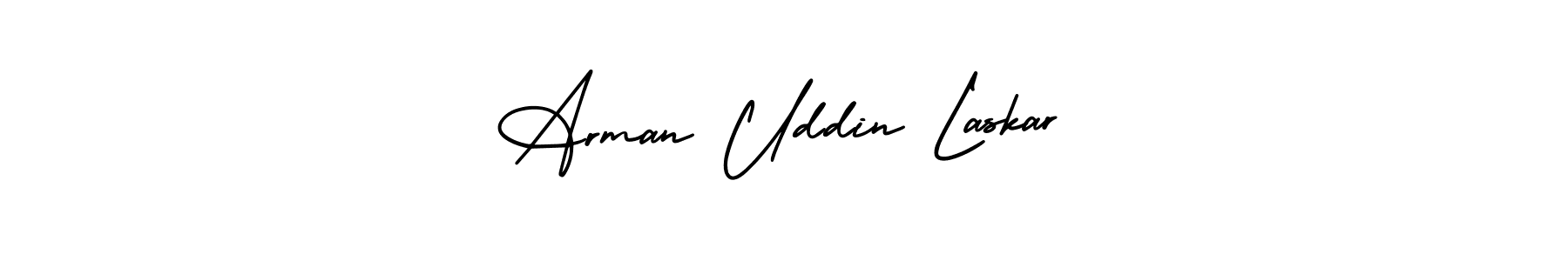 You should practise on your own different ways (AmerikaSignatureDemo-Regular) to write your name (Arman Uddin Laskar) in signature. don't let someone else do it for you. Arman Uddin Laskar signature style 3 images and pictures png