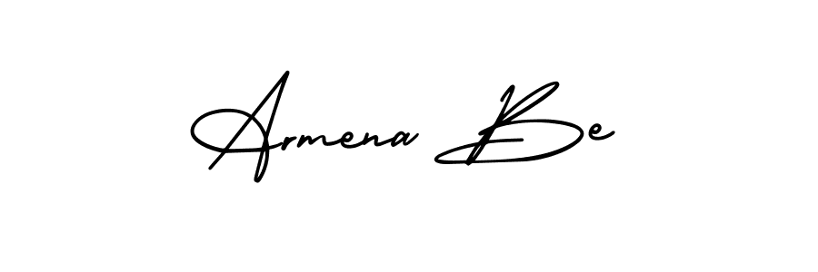 The best way (AmerikaSignatureDemo-Regular) to make a short signature is to pick only two or three words in your name. The name Armena Be include a total of six letters. For converting this name. Armena Be signature style 3 images and pictures png