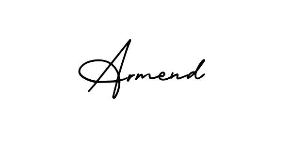 Armend stylish signature style. Best Handwritten Sign (AmerikaSignatureDemo-Regular) for my name. Handwritten Signature Collection Ideas for my name Armend. Armend signature style 3 images and pictures png