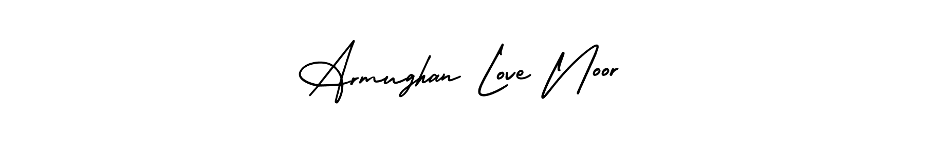 The best way (AmerikaSignatureDemo-Regular) to make a short signature is to pick only two or three words in your name. The name Armughan Love Noor include a total of six letters. For converting this name. Armughan Love Noor signature style 3 images and pictures png