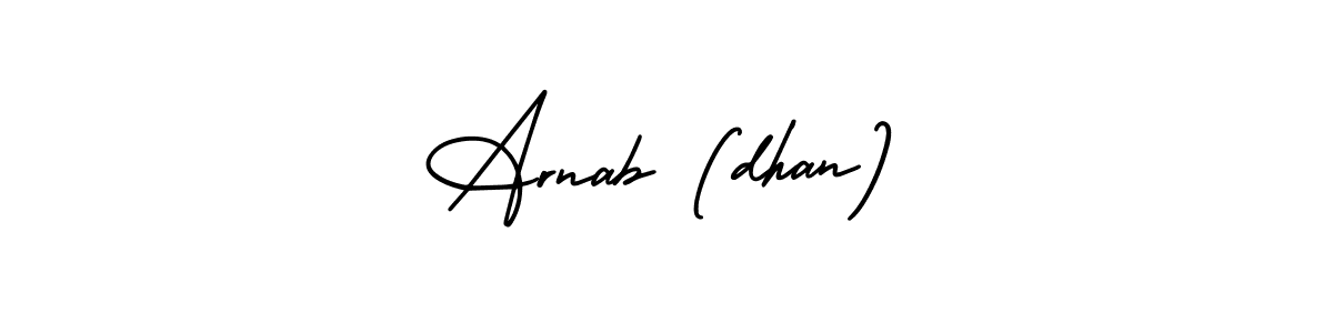 The best way (AmerikaSignatureDemo-Regular) to make a short signature is to pick only two or three words in your name. The name Arnab (dhan) include a total of six letters. For converting this name. Arnab (dhan) signature style 3 images and pictures png