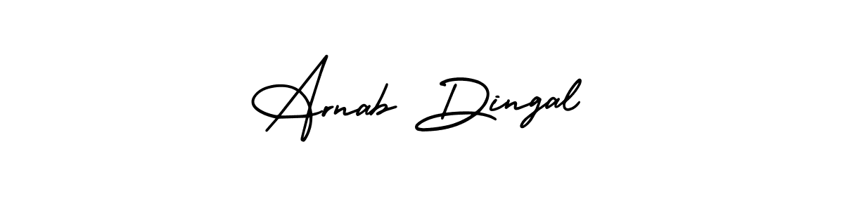You should practise on your own different ways (AmerikaSignatureDemo-Regular) to write your name (Arnab Dingal) in signature. don't let someone else do it for you. Arnab Dingal signature style 3 images and pictures png