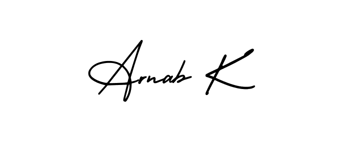 Design your own signature with our free online signature maker. With this signature software, you can create a handwritten (AmerikaSignatureDemo-Regular) signature for name Arnab K. Arnab K signature style 3 images and pictures png