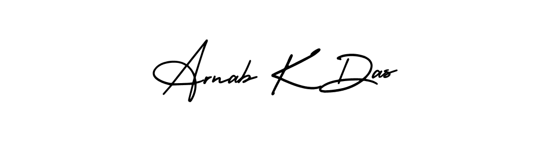 How to make Arnab K Das name signature. Use AmerikaSignatureDemo-Regular style for creating short signs online. This is the latest handwritten sign. Arnab K Das signature style 3 images and pictures png