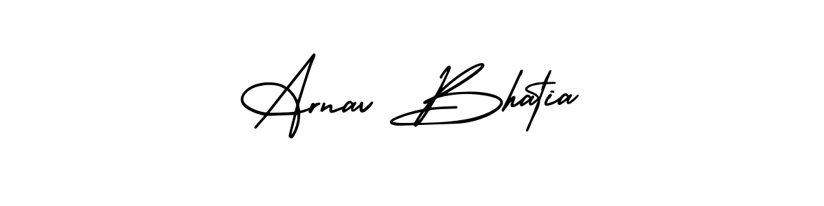 The best way (AmerikaSignatureDemo-Regular) to make a short signature is to pick only two or three words in your name. The name Arnav Bhatia include a total of six letters. For converting this name. Arnav Bhatia signature style 3 images and pictures png