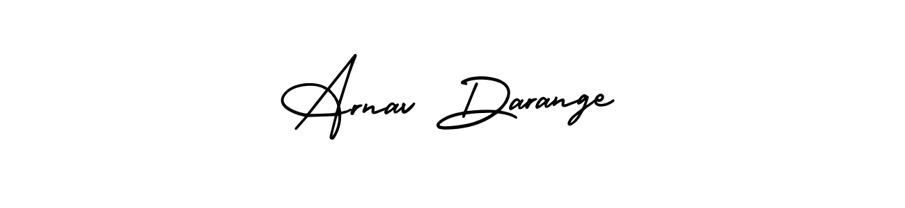 You should practise on your own different ways (AmerikaSignatureDemo-Regular) to write your name (Arnav Darange) in signature. don't let someone else do it for you. Arnav Darange signature style 3 images and pictures png