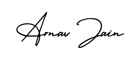 A modern signature idea for name Arnav Jain using AmerikaSignatureDemo-Regular font. Clean strokes and elegant curves make it stand out instantly. Arnav Jain signature style 3 images and pictures png