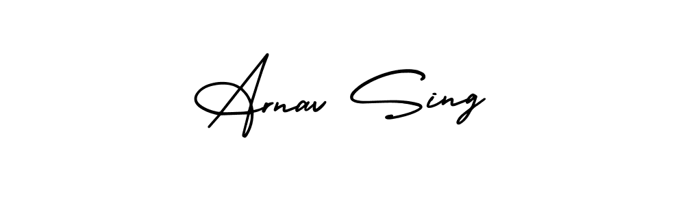 The best way (AmerikaSignatureDemo-Regular) to make a short signature is to pick only two or three words in your name. The name Arnav Sing include a total of six letters. For converting this name. Arnav Sing signature style 3 images and pictures png