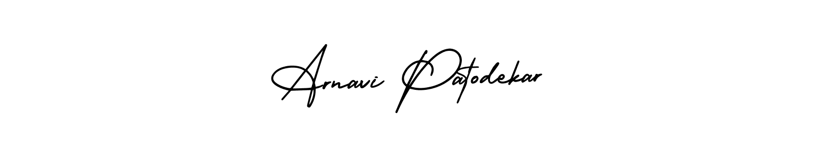 The best way (AmerikaSignatureDemo-Regular) to make a short signature is to pick only two or three words in your name. The name Arnavi Patodekar include a total of six letters. For converting this name. Arnavi Patodekar signature style 3 images and pictures png