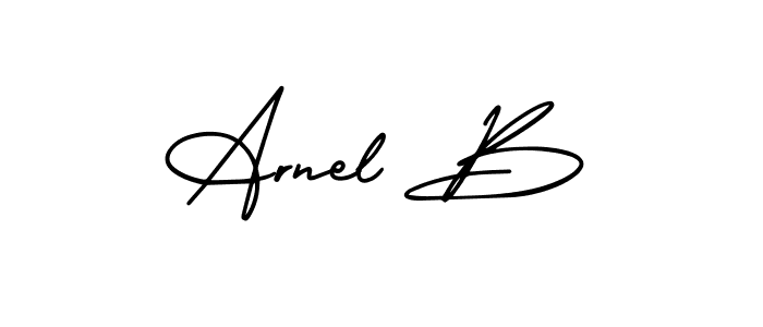 It looks lik you need a new signature style for name Arnel B. Design unique handwritten (AmerikaSignatureDemo-Regular) signature with our free signature maker in just a few clicks. Arnel B signature style 3 images and pictures png