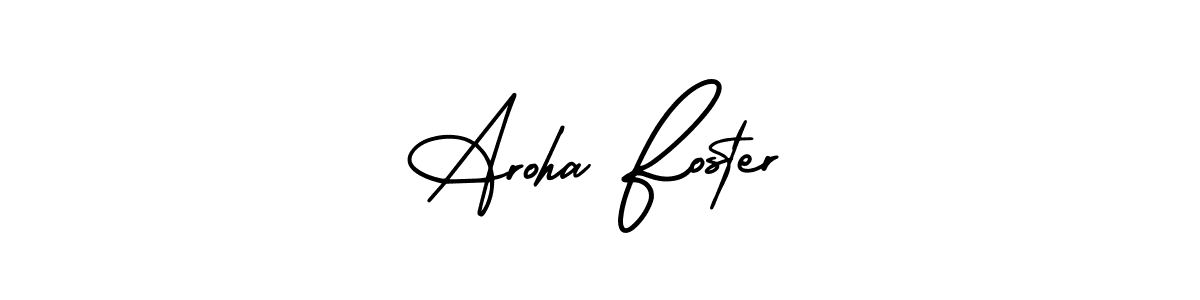 The best way (AmerikaSignatureDemo-Regular) to make a short signature is to pick only two or three words in your name. The name Aroha Foster include a total of six letters. For converting this name. Aroha Foster signature style 3 images and pictures png