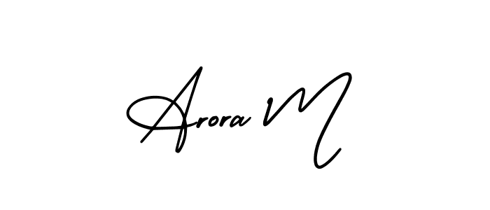 The best way (AmerikaSignatureDemo-Regular) to make a short signature is to pick only two or three words in your name. The name Arora M include a total of six letters. For converting this name. Arora M signature style 3 images and pictures png
