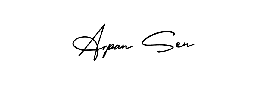 The best way (AmerikaSignatureDemo-Regular) to make a short signature is to pick only two or three words in your name. The name Arpan Sen include a total of six letters. For converting this name. Arpan Sen signature style 3 images and pictures png