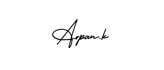 You should practise on your own different ways (AmerikaSignatureDemo-Regular) to write your name (Arpan.k) in signature. don't let someone else do it for you. Arpan.k signature style 3 images and pictures png