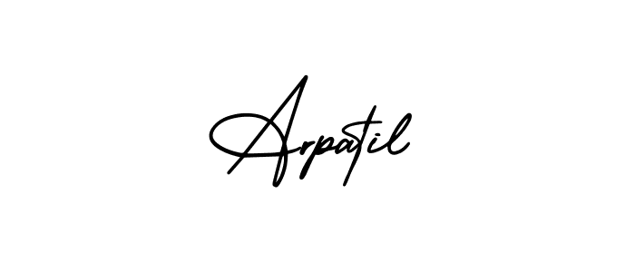 You should practise on your own different ways (AmerikaSignatureDemo-Regular) to write your name (Arpatil) in signature. don't let someone else do it for you. Arpatil signature style 3 images and pictures png