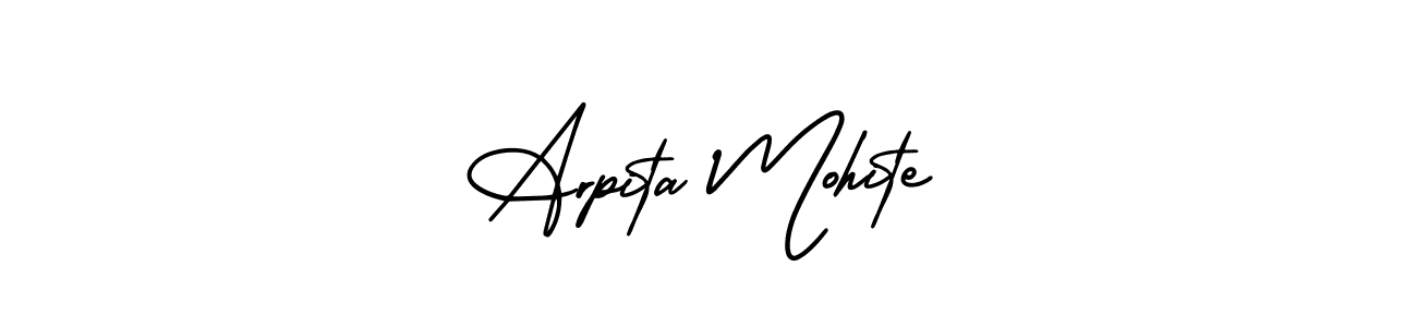 You should practise on your own different ways (AmerikaSignatureDemo-Regular) to write your name (Arpita Mohite) in signature. don't let someone else do it for you. Arpita Mohite signature style 3 images and pictures png