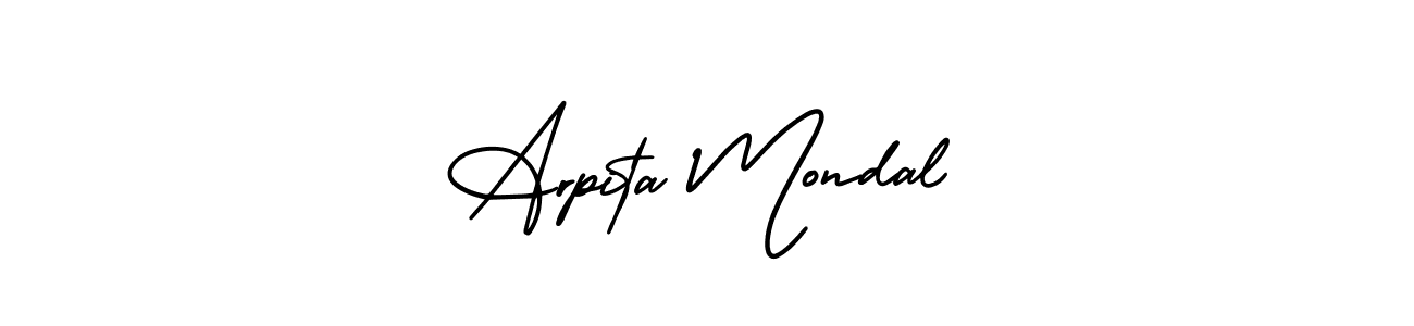 You should practise on your own different ways (AmerikaSignatureDemo-Regular) to write your name (Arpita Mondal) in signature. don't let someone else do it for you. Arpita Mondal signature style 3 images and pictures png