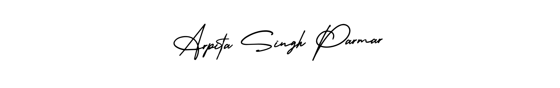 You should practise on your own different ways (AmerikaSignatureDemo-Regular) to write your name (Arpita Singh Parmar) in signature. don't let someone else do it for you. Arpita Singh Parmar signature style 3 images and pictures png