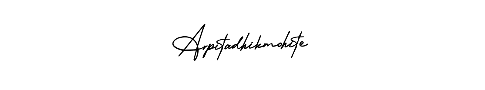 This is the best signature style for the Arpitadhikmohite name. Also you like these signature font (AmerikaSignatureDemo-Regular). Mix name signature. Arpitadhikmohite signature style 3 images and pictures png